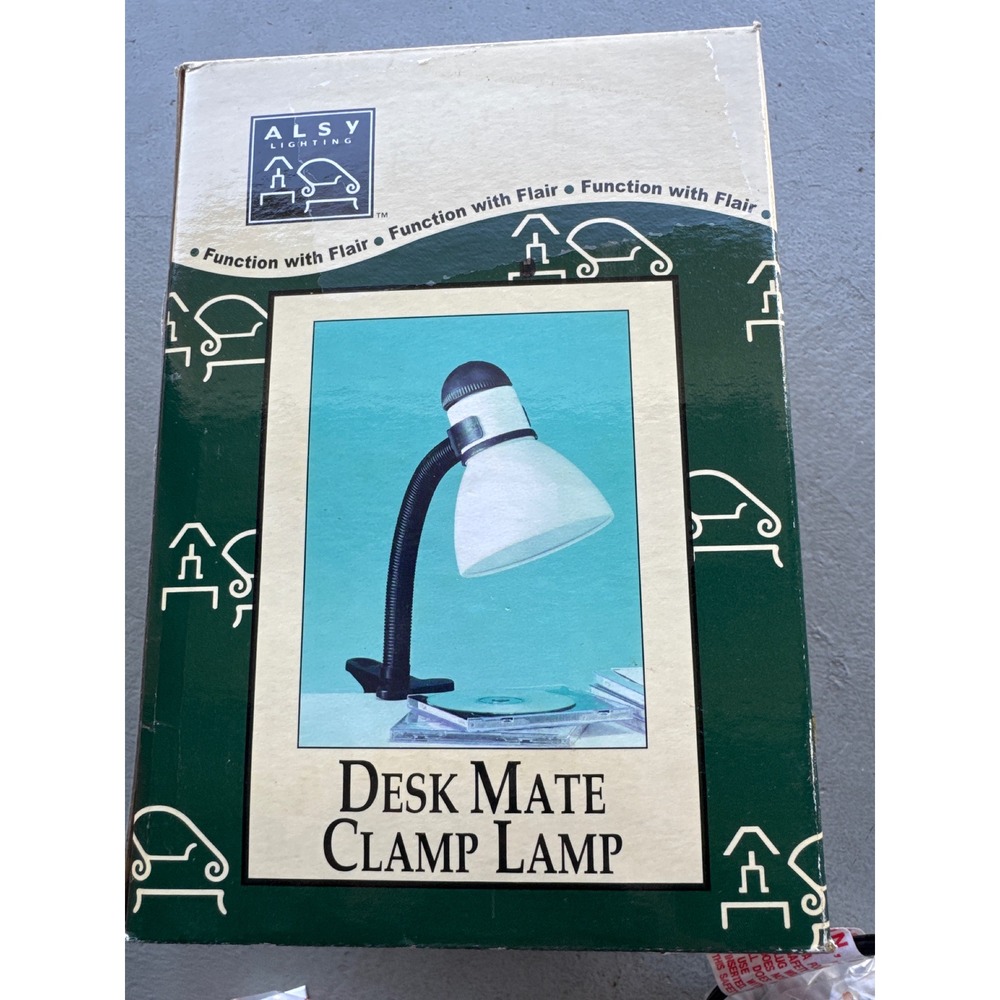 Alsy Lighting Desk Mate Clamp Lamp White Black Flexible Gooseneck D2691WH NEW